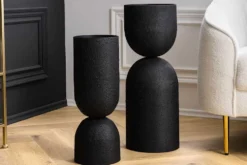 Moderne Vase SANDGLASS L 55cm schwarz Eisen handmade beidseitig nutzbar