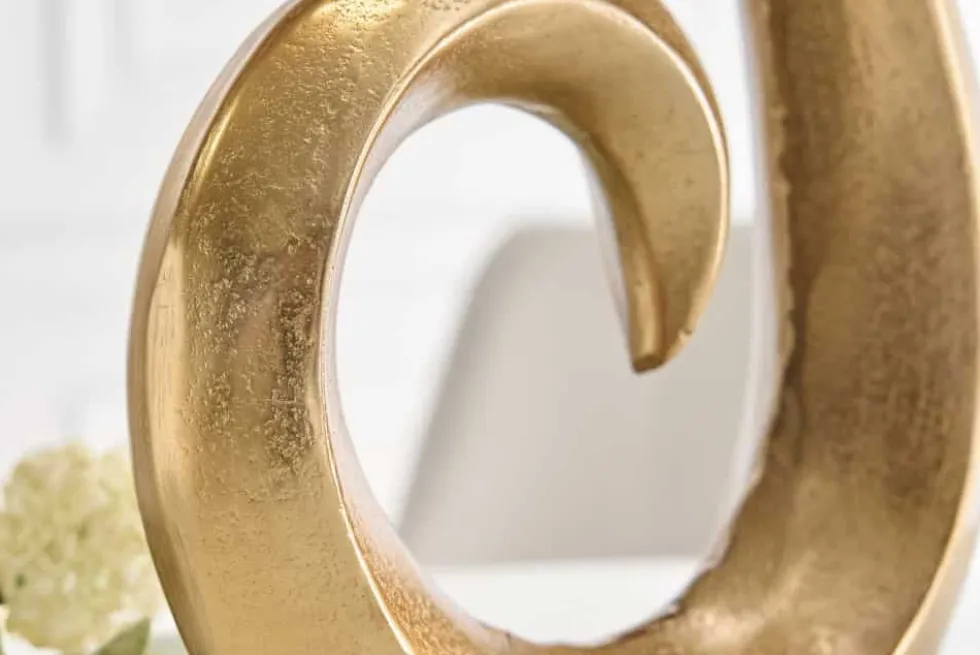 Moderne Vase WAVE 47cm gold Aluminium poliert Dekoration