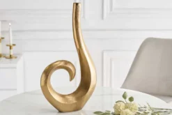 Moderne Vase WAVE 47cm gold Aluminium poliert Dekoration