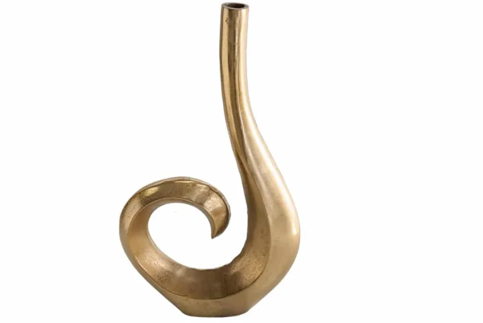 Moderne Vase WAVE 47cm gold Aluminium poliert Dekoration