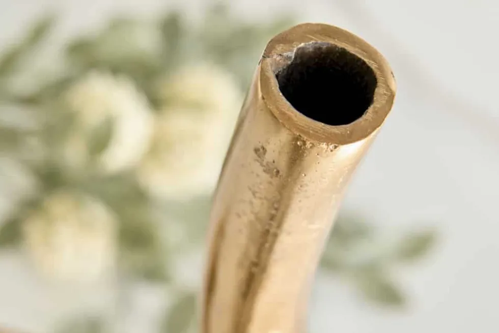 Moderne Vase WAVE 47cm gold Aluminium poliert Dekoration