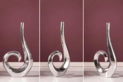 Moderne Vase WAVE 47cm silber Aluminium poliert Dekoration
