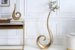 Moderne Vase WAVE XL 106cm gold Aluminium poliert Dekoration