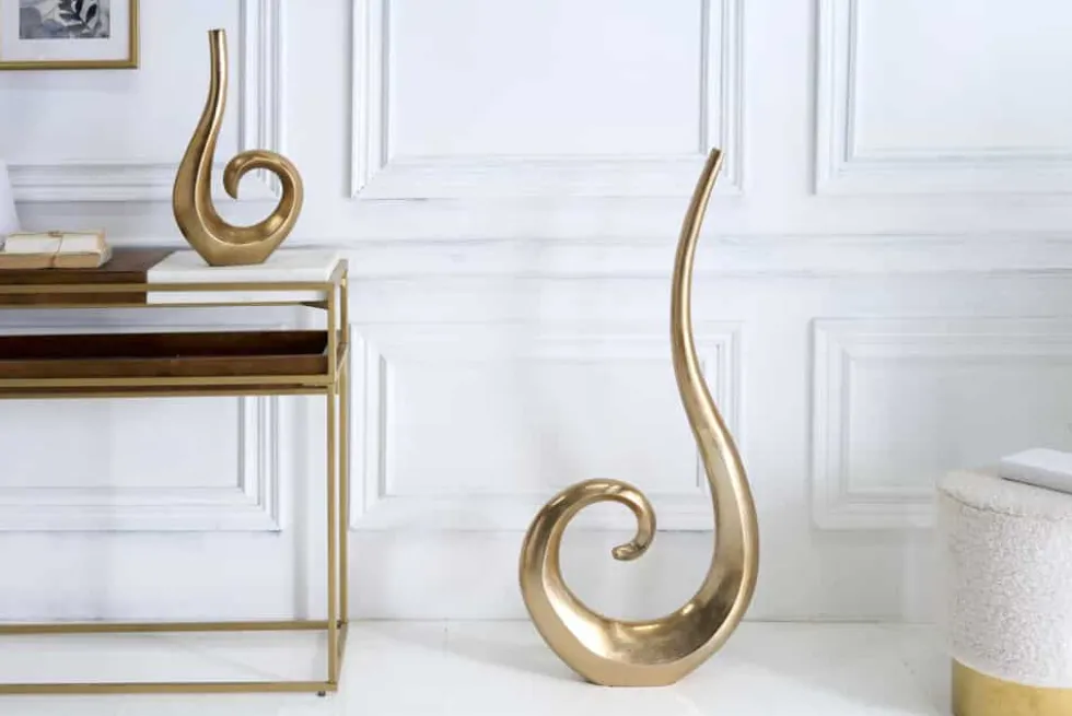 Moderne Vase WAVE XL 106cm gold Aluminium poliert Dekoration