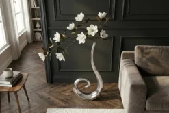 Moderne Vase WAVE XL 106cm silber Aluminium poliert Dekoration