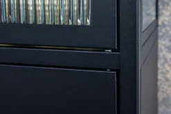 Moderne Vitrine PARIS 180cm schwarz gold Riffelglas Metall Highboard Schrank