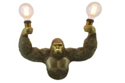 Moderne Wandlampe KING APE 50cm gold Affen-Skulptur handmade