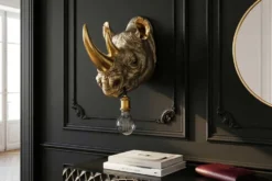 Moderne Wandlampe RHINO 40cm gold Nashorn-Skulptur handmade