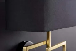 Moderne Wandleuchte ATLANTIS 44cm gold Stoffschirm schwarz Lampe