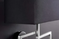 Moderne Wandleuchte ATLANTIS 44cm silber Stoffschirm schwarz Lampe