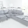 Moderne Wohnlandschaft KENT 220cm anthrazit Ecksofa Federkern inkl. Hocker und Kissen