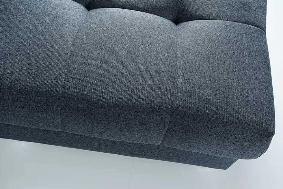 Moderne Wohnlandschaft KENT 220cm anthrazit Ecksofa Federkern inkl. Hocker und Kissen