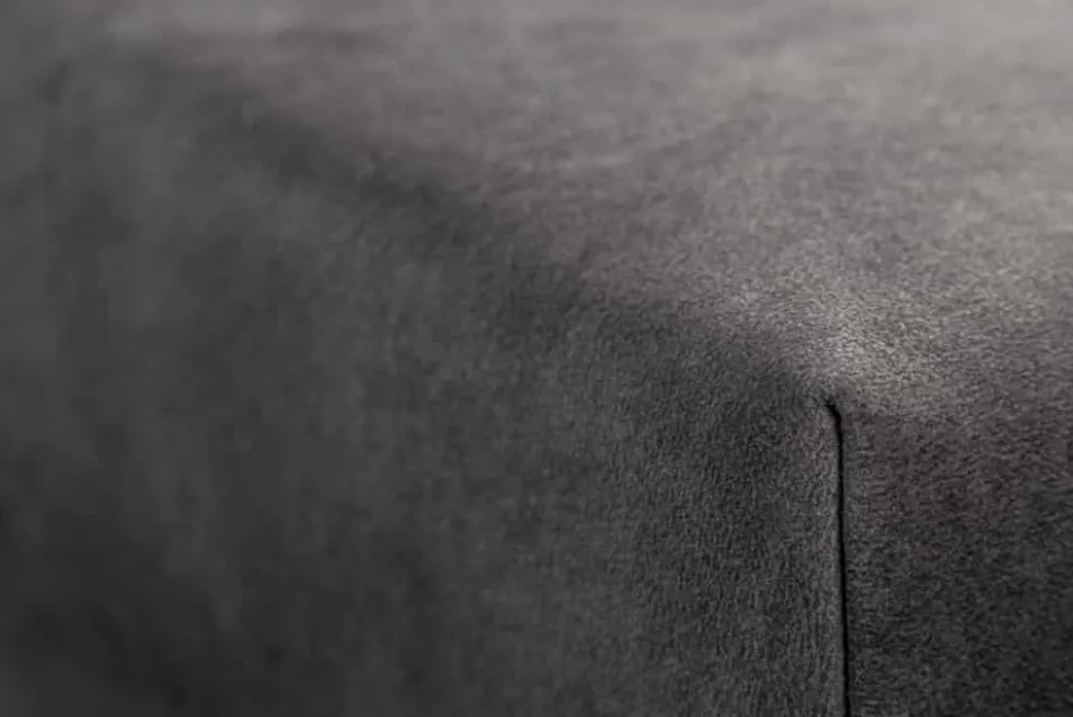 Moderne Wohnlandschaft KENT 220cm grau Samt Ecksofa Federkern inkl. Hocker und Kissen
