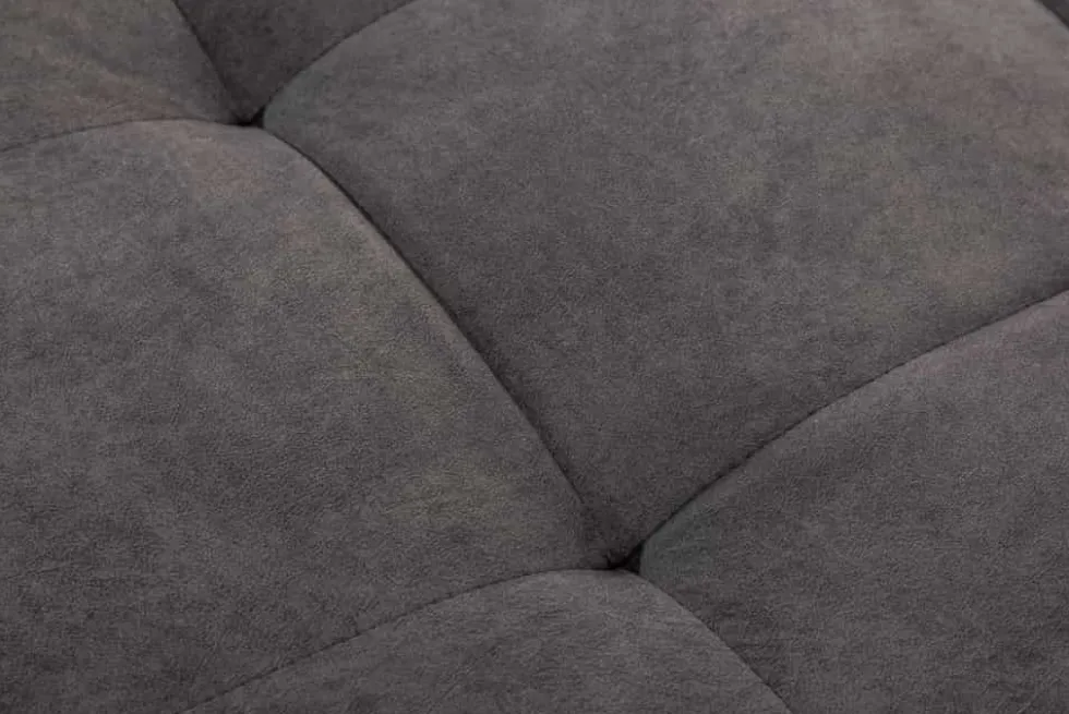 Moderne Wohnlandschaft KENT 220cm grau Samt Ecksofa Federkern inkl. Hocker und Kissen