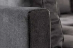 Moderne Wohnlandschaft KENT 220cm grau Samt Ecksofa Federkern inkl. Hocker und Kissen