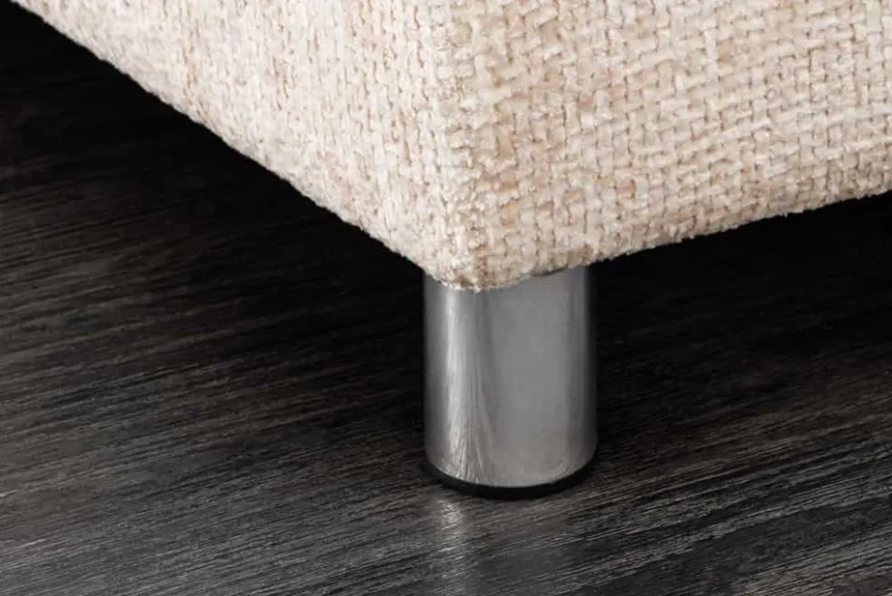 Moderne Wohnlandschaft KENT 220cm champagner beige Strickstoff Ecksofa inkl. Hocker