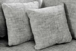 Moderne Wohnlandschaft KENT 220cm grau Strickstoff Ecksofa inkl. Hocker und Kissen