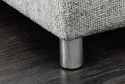 Moderne Wohnlandschaft KENT 220cm grau Strickstoff Ecksofa inkl. Hocker und Kissen