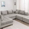 Moderne XXL Wohnlandschaft KENT 305cm greige Cord Bigsofa inkl. Hocker Federkern