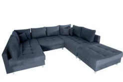 Moderne XXL Wohnlandschaft KENT 305cm anthrazit Federkern Bigsofa inkl. Hocker