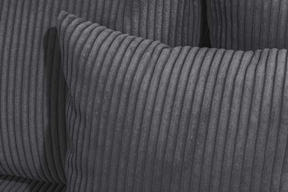 Moderne XXL Wohnlandschaft KENT 305cm anthrazit Cord Bigsofa inkl. Hocker Federkern