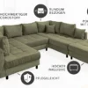 Moderne XXL Wohnlandschaft KENT 305cm grün Cord Bigsofa inkl. Hocker Federkern