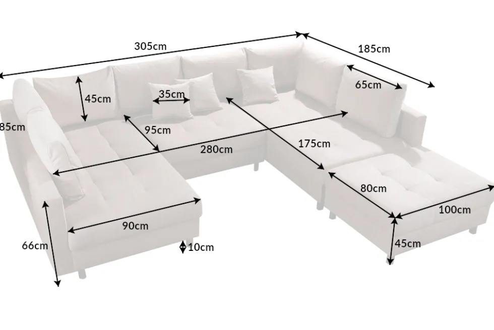 Moderne XXL Wohnlandschaft KENT 305cm grün Cord Bigsofa inkl. Hocker Federkern