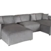 Moderne XXL Wohnlandschaft SIGNATUR 370cm grau Chenille Cremona U-Form Sofa inkl. Kissen