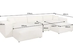 Moderne XXL Wohnlandschaft SIGNATUR 370cm grau Chenille Cremona U-Form Sofa inkl. Kissen