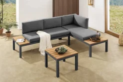Modulare Garten Sitzgruppe ORLANDO LOUNGE 240cm anthrazit Aluminium wetterfest inkl. Kissen