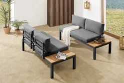 Modulare Garten Sitzgruppe ORLANDO LOUNGE 240cm anthrazit Aluminium wetterfest inkl. Kissen