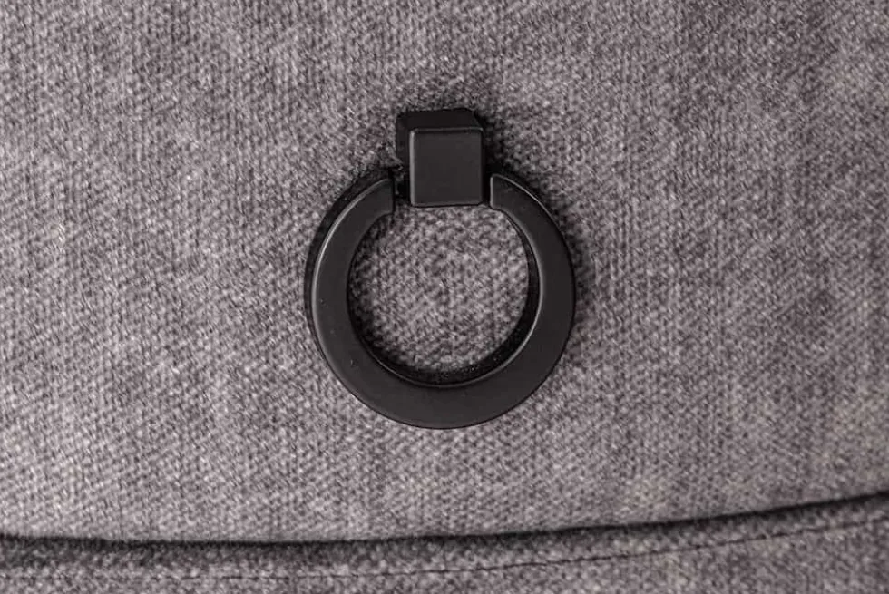 Nachttisch SIGNUM 55cm oval grau Vogue Seiden Samtstoff inkl. Beleuchtung Schubladen