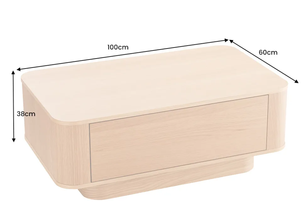 Nordischer Couchtisch VALHALLA WOOD 100cm natur Eichenholz mit Schublade