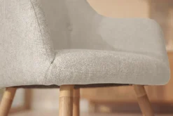 Nordischer Stuhl SCANDINAVIA MEISTERSTÜCK beige natur Strukturstoff Massivholzbeine