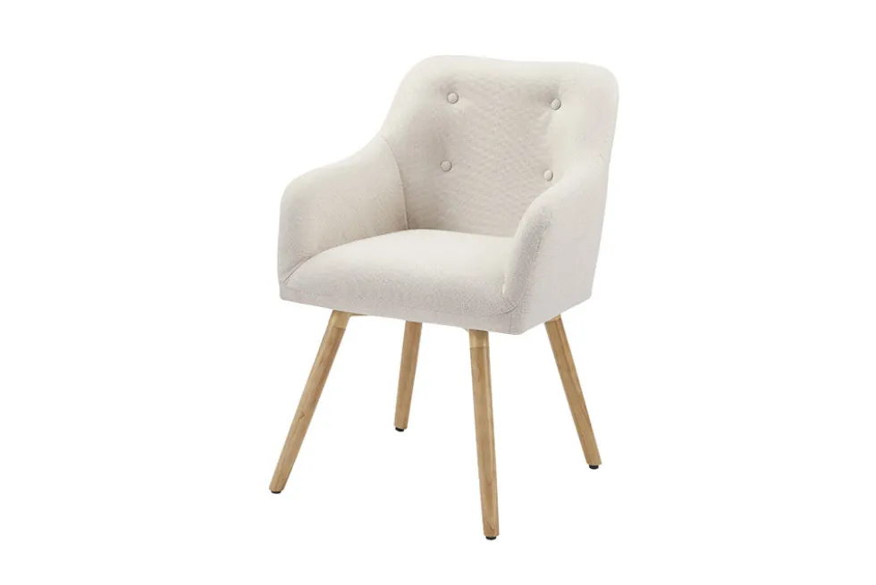 Nordischer Stuhl SCANDINAVIA MEISTERSTÜCK beige natur Strukturstoff Massivholzbeine