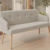 Nordische Sitzbank SCANDINAVIA MEISTERSTÜCK 115cm beige natur Massivholz mit Armlehne
