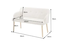 Nordische Sitzbank SCANDINAVIA MEISTERSTÜCK 115cm beige natur Massivholz mit Armlehne