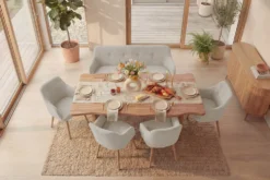 Nordische Sitzbank SCANDINAVIA MEISTERSTÜCK 115cm beige natur Massivholz mit Armlehne