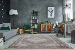 Orientalischer Baumwoll-Teppich PURE UNIQUE 240x160cm hellgrau geometrische Muster
