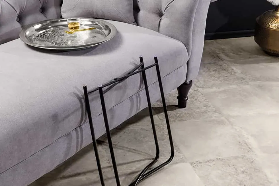 Orientalischer Beistelltisch CASABLANCA 50cm silber schwarz Tablett abnehmbar klappbar
