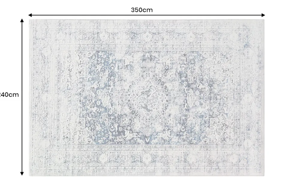 Orientalischer XXL Teppich OLD MARRAKESCH 350x240cm grau blau Flachgewebe