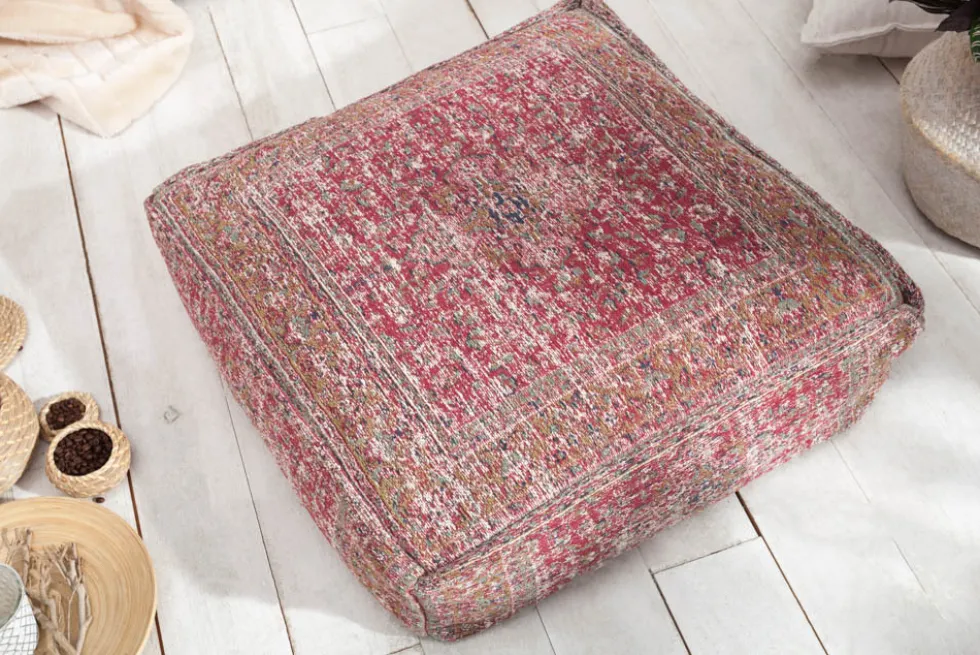 Orientalisches Bodenkissen XL OLD MARRAKESCH 70cm rot florales Muster Sitzpouf