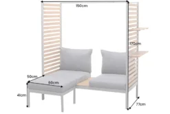 Outdoor Balkonlounge 2-Sitzer COCOONING anthrazit Aluminium Holz mit Hocker wetterfest