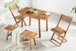 Outdoor Balkon Stuhl BALI natur honey Akazienholz klappbar wetterfest Gartenstuhl
