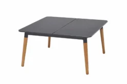 Outdoor Beistelltisch IPANEMA 80cm anthrazit Aluminium Teakholz wetterfest Gartentisch