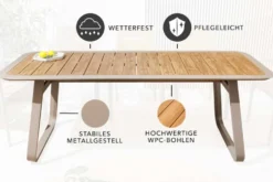 Outdoor Esstisch ORGANIC 200cm natur Kunststoff greige Aluminium Gartentisch wetterfest