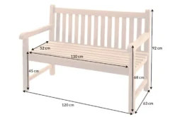 Outdoor Gartenbank EMPIRE TEAK 120cm natur Massivholz