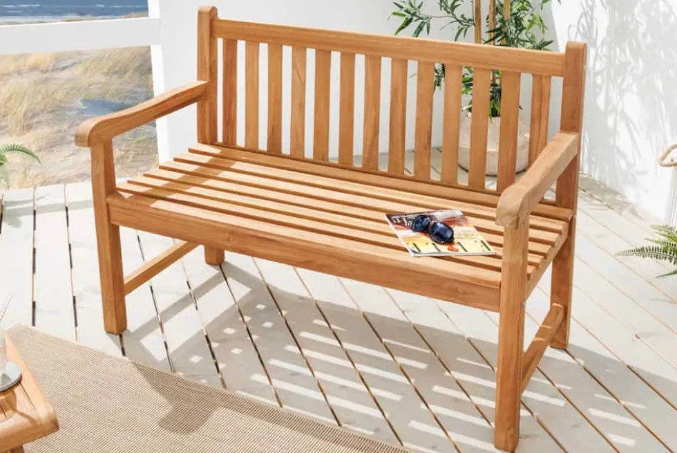 Outdoor Gartenbank EMPIRE TEAK 120cm natur Massivholz