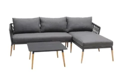 Outdoor Gartenlounge IPANEMA 240cm anthrazit Aluminium Teakholz wetterfest
