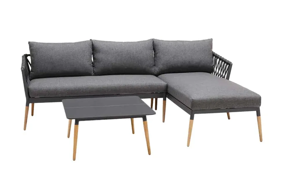 Outdoor Gartenlounge IPANEMA 240cm anthrazit Aluminium Teakholz wetterfest